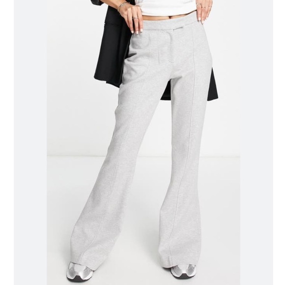 Topshop Pants - Topshop Grey Knit Flare Trousers